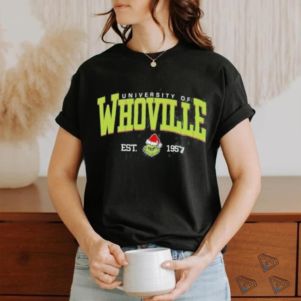 Official whoville University Est 1957 Retro Christmas Santa Grinch Shirt Official whoville University Est 1957 Retro Christmas Santa Grinch Shirt