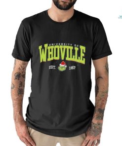 Official whoville University Est 1957 Retro Christmas Santa Grinch Shirt