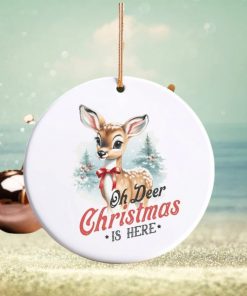 Oh Deer Christmas is Here Vintage Ceramic Christmas Ornament, Family Christmas Tradition, Family Fun, Reindeer, Holiday, Christmas Tree