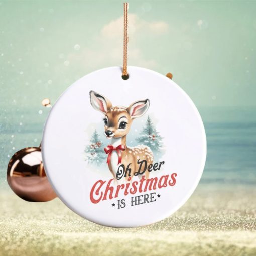 Oh Deer Christmas is Here Vintage Ceramic Christmas Ornament, Family Christmas Tradition, Family Fun, Reindeer, Holiday, Christmas Tree