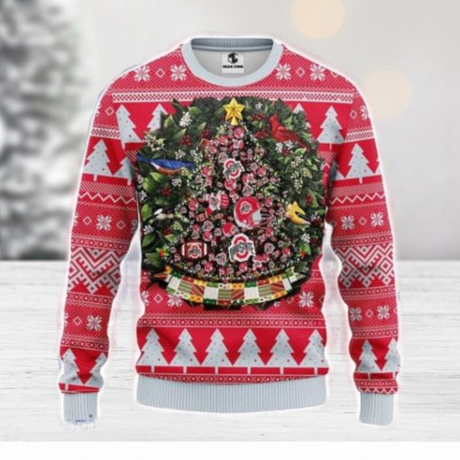 Ohio State Buckeyes Tree Ugly Christmas Fleece Sweater