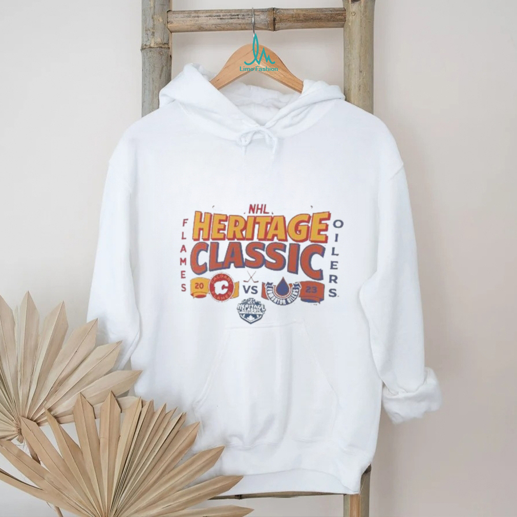 Oilers vs Flames 2023 NHL Heritage Classic Matchup Shirt Oilers vs Flames 2023 NHL Heritage Classic Matchup Shirt