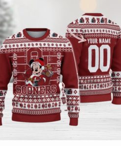 Oklahoma Sooners Mickey Player Custom Name And Number Ugly Christmas Sweater