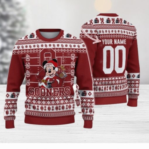 Oklahoma Sooners Mickey Player Custom Name And Number Ugly Christmas Sweater