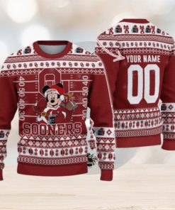 Oklahoma Sooners Mickey Player Custom Name And Number Ugly Christmas Sweater