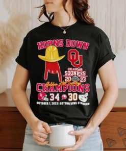 Oklahoma Sooners vs Texas Longhorns 34 30 Horns Down Golden Hat Trophy Champions 2023 Shirt