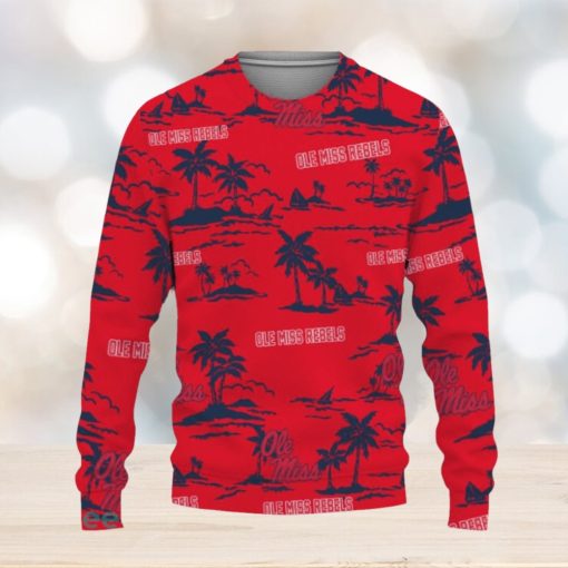 Ole Miss Rebels Aloha Hawaii Beach Knitted Xmas Sweater AOP