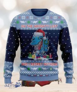 On The Naughty List And I Regret Nothing Shark Ugly Christmas Sweater Impressive Gift For Men And Women