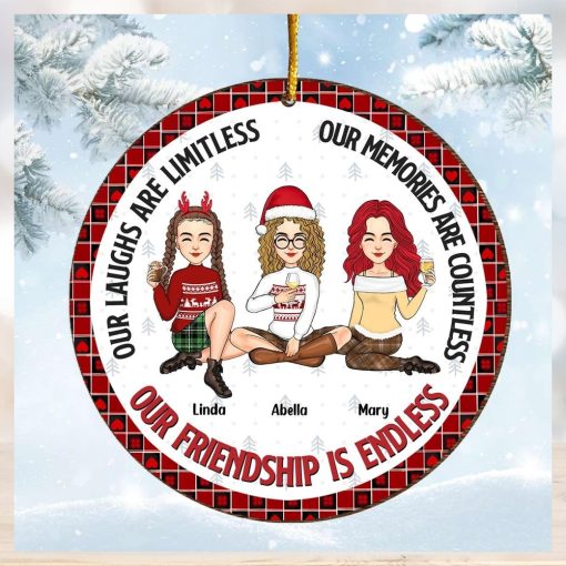 Our Friendship Is Endless   Personalized Wooden Ornament For Besties