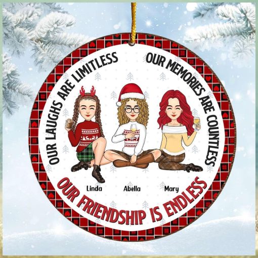 Our Friendship Is Endless   Personalized Wooden Ornament For Besties