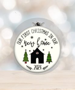 Our first Christmas in our new home ornament for holiday decorating. Christmas gift for couples. Milestone Decorations year 2023 ORN KS 6