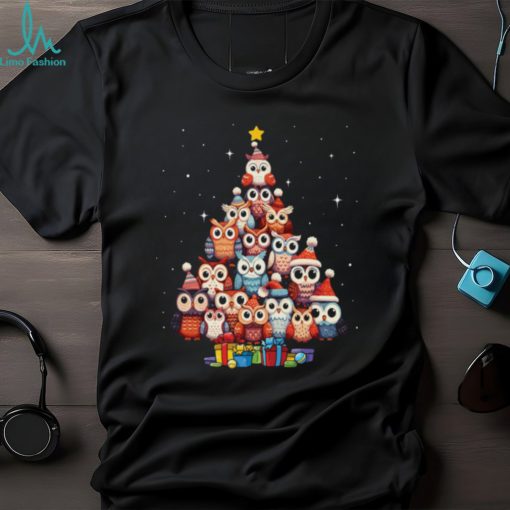 Owl Christmas Tree T Shirt