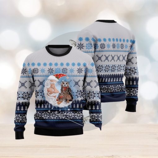 Owl Love Santa Moon Ugly 3D Sweater Gift For Men And Women