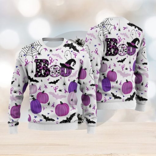 Pancreatic Cancer Sweatshirt Happy Halloween Boo 3D Sweater For Men And Women