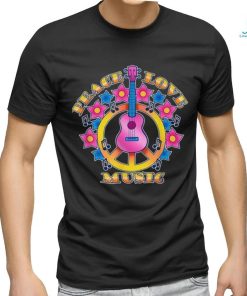 Peace Love Music Guitarist Music Festival Costume Hippie T Shirt