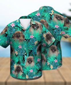 Pekingese Dog Design on Summer Leaves Aloha Hawaiian Shirt