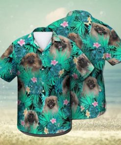 Pekingese Dog Design on Summer Leaves Aloha Hawaiian Shirt