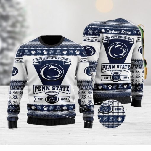 Penn State Nittany Lions Football Team Logo Personalized Ugly Christmas Sweater Christmas Gift For Big Fans