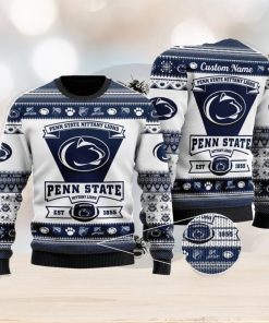 Penn State Nittany Lions Football Team Logo Personalized Ugly Christmas Sweater Christmas Gift For Big Fans