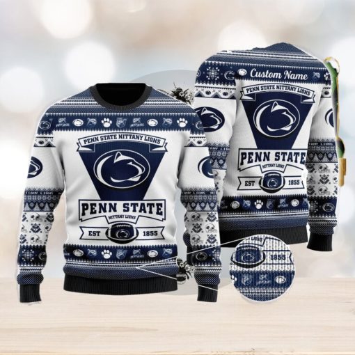 Penn State Nittany Lions Football Team Logo Personalized Ugly Christmas Sweater Christmas Gift For Big Fans