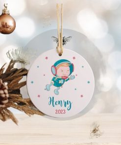 Personalize Name Ornament Baby Astronaut • Baby Astronaut First Christmas Ceramic Ornament • First Christmas with Baby Ornament • ON003