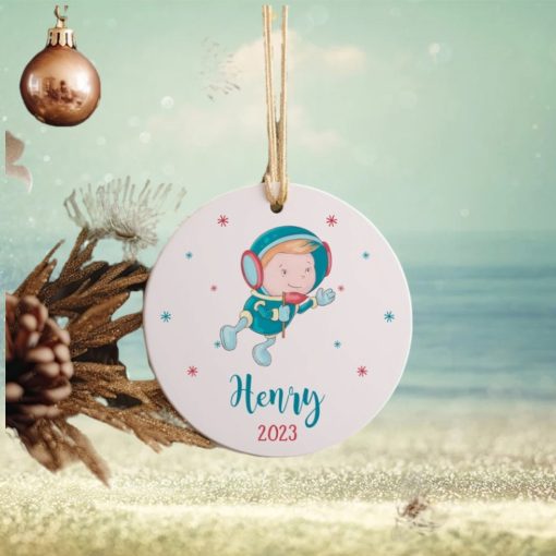 Personalize Name Ornament Baby Astronaut • Baby Astronaut First Christmas Ceramic Ornament • First Christmas with Baby Ornament • ON003