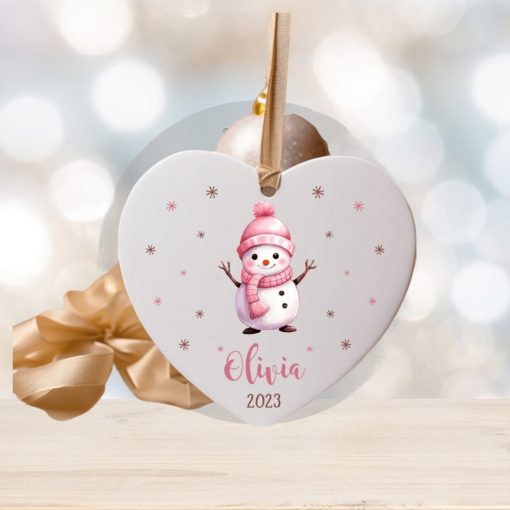 Personalize Name Snowman Newborn Baby Ornament • Ceramic Ornament Gift for Mom To Be • First Christmas with Baby Ornament • ON003 1