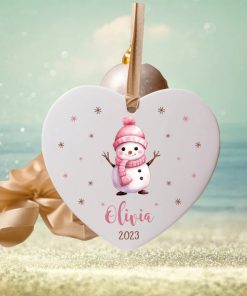 Personalize Name Snowman Newborn Baby Ornament • Ceramic Ornament Gift for Mom To Be • First Christmas with Baby Ornament • ON003 1