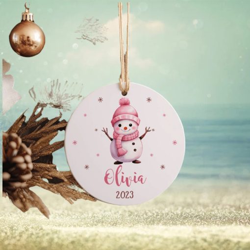 Personalize Name Snowman Newborn Baby Ornament • Ceramic Ornament Gift for Mom To Be • First Christmas with Baby Ornament