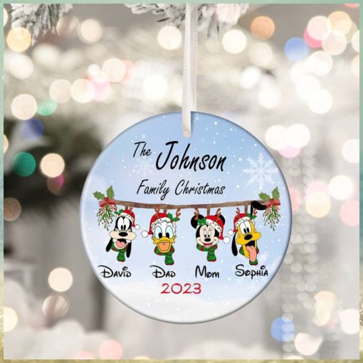 Personalized Christmas Disney Ceramic Ornament, Mickey and Friends Ornament,