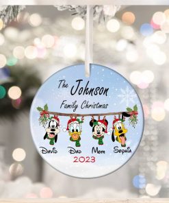 Personalized Christmas Disney Ceramic Ornament, Mickey and Friends Ornament,