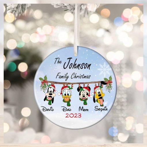 Personalized Christmas Disney Ceramic Ornament, Mickey and Friends Ornament,