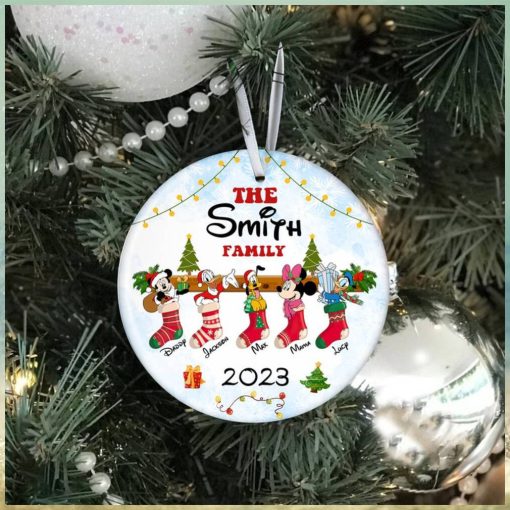 Personalized Christmas Disney Ornament, Mickey and Friends Ceramic Ornament