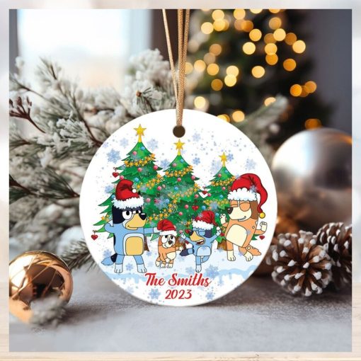 Personalized Christmas Family Bluey Ornament,Bluey Christmas Ornament Gift