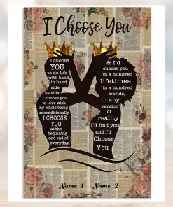 Personalized Couple I Choose You Canvas, Black Couple King Queen Poster, African Couple Poster, Husband Wife Vertical Poster