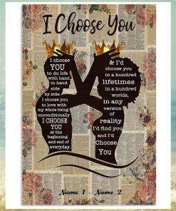 Personalized Couple I Choose You Canvas, Black Couple King Queen Poster, African Couple Poster, Husband Wife Vertical Poster