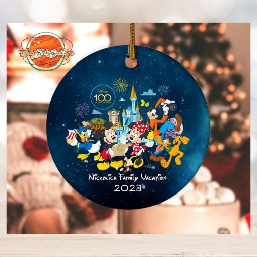 Personalized Disney Family Trip Ornament, Family Vacation Keepsake, Disney Castle Ornament, Disney 100 Years Anniversary