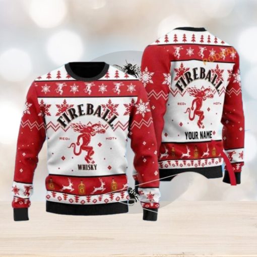 Personalized Fireball Whisky Funny Xmas Sweater