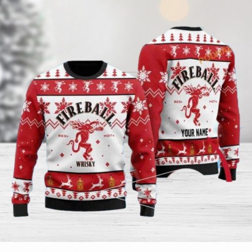 Personalized Fireball Whisky Funny Xmas Sweater