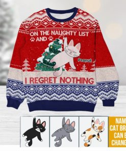 Personalized Gift For Cat Lovers On The Naughty List Ugly Sweater