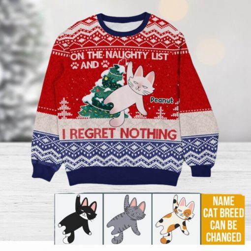 Personalized Gift For Cat Lovers On The Naughty List Ugly Sweater