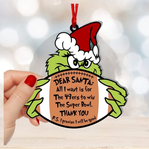 Personalized Grinch And San Francisco 49ers Ornament