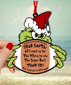 Personalized Grinch And San Francisco 49ers Ornament