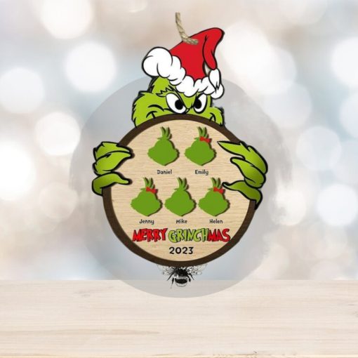 Personalized Grinch Hand Family Wood Ornament, Merry Grinchmas Ornament, Custom Grinch Ornament, Custom Family Ornament, Decor Home 2023