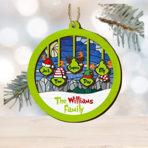 Personalized Grnch Hand Family Suncatcher Ornament, Merry Grnchmas Ornament, Custom Grnch Ornament, Custom Family Ornament, Funny Ornament