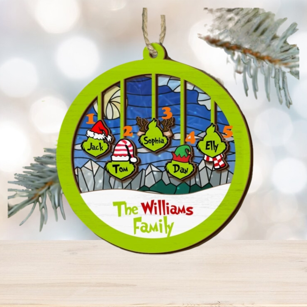 Personalized Grnch Hand Family Suncatcher Ornament, Merry Grnchmas Ornament, Custom Grnch Ornament, Custom Family Ornament, Funny Ornament Personalized Grnch Hand Family Suncatcher Ornament, Merry Grnchmas Ornament, Custom Grnch Ornament, Custom Family Ornament, Funny Ornament