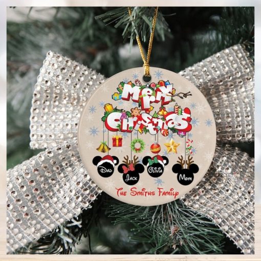 Personalized Mickey Family Ornament, Mickey Christmas Ornament