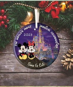 Personalized Mickey and Minnie Christmas Ornament, Couple Ornament