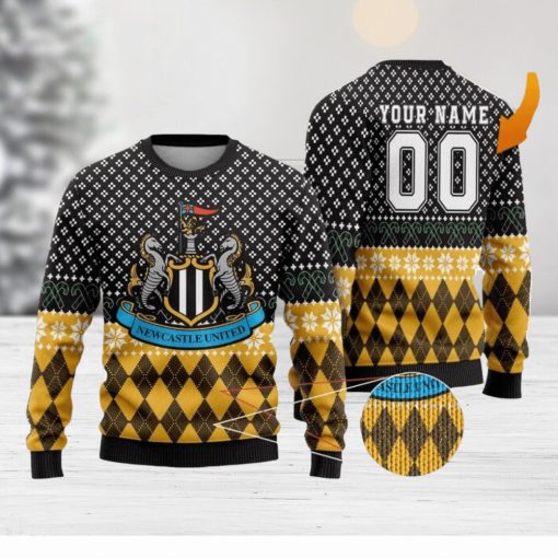 Personalized Name And Number Newcastle United 3D Ugly Christmas Sweater Christmas Holiday Gift