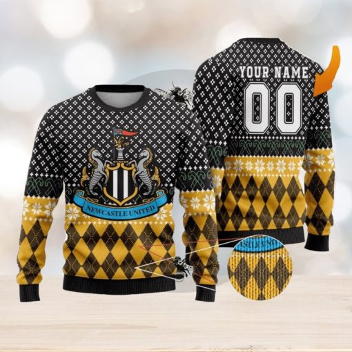 Personalized Name And Number Newcastle United 3D Ugly Christmas Sweater Christmas Holiday Gift